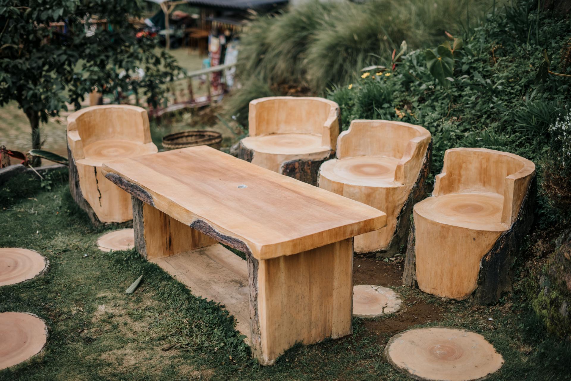 Wooden garden table and chairs